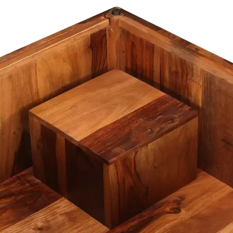 Brown Square Solid Acacia Wood Coffee Table, Seats 1