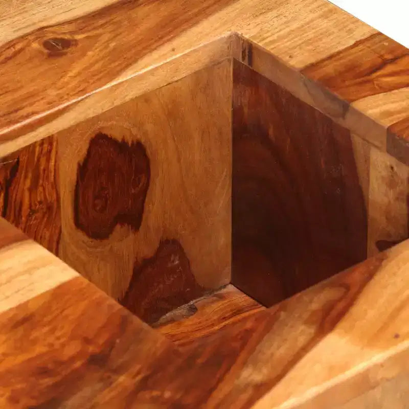 Brown Square Solid Acacia Wood Coffee Table, Seats 1