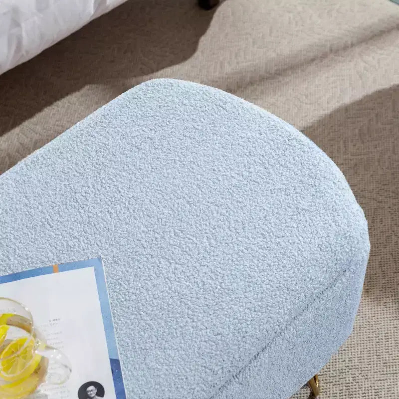 Beige/Blue/Gray/Off-White/Pink Faux Fur Storage Ottoman Bench, Gold Legs, Seats 1
