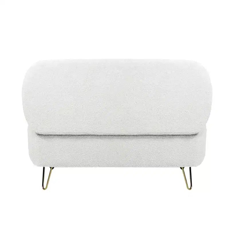 Beige/Blue/Gray/Off-White/Pink Faux Fur Storage Ottoman Bench, Gold Legs, Seats 1