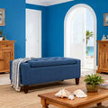 Blue/Gray Upholstered Lift-Top Storage Ottoman Bench, Seats 1