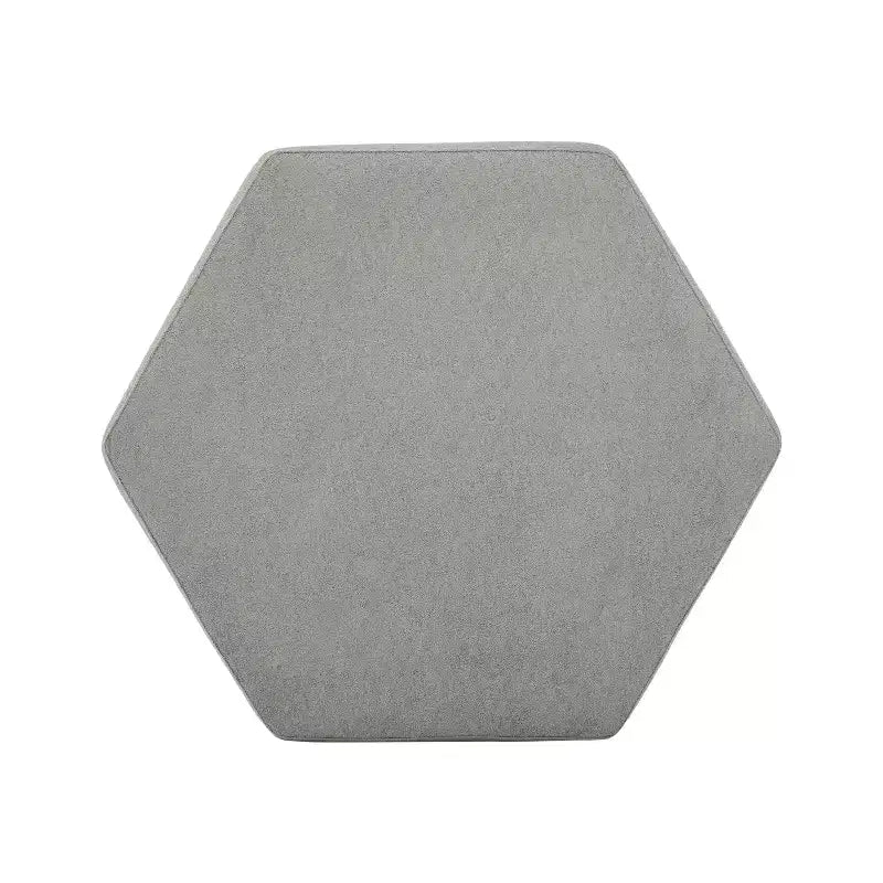 Hexagon Upholstered Ottoman - Beige/Walnut, Light Gray/Walnut - Seats 1