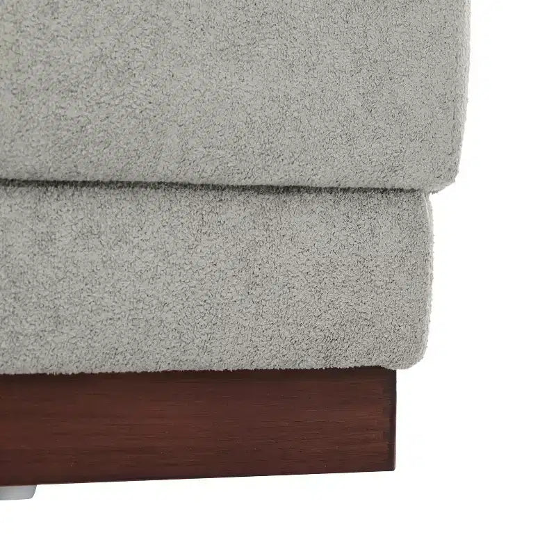 Hexagon Upholstered Ottoman - Beige/Walnut, Light Gray/Walnut - Seats 1