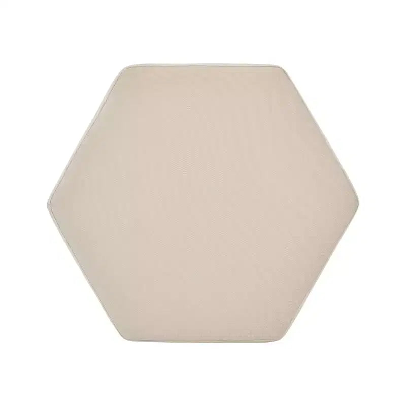 Hexagon Upholstered Ottoman - Beige/Walnut, Light Gray/Walnut - Seats 1