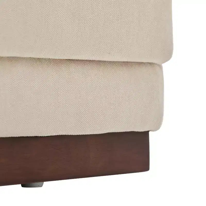 Hexagon Upholstered Ottoman - Beige/Walnut, Light Gray/Walnut - Seats 1