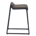 HomeRoots 25 Brown And Black Leather And Iron Low Back Counter Height Bar Chair