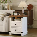 Nightstand with Charging Station, 2 Drawers& Power Outlets, Modern Bedside End Table Accent Side Table for Bedroom,Living Room