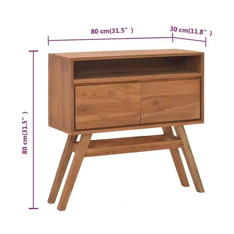 Brown Teak 2-Drawer Console Table, Seats 1