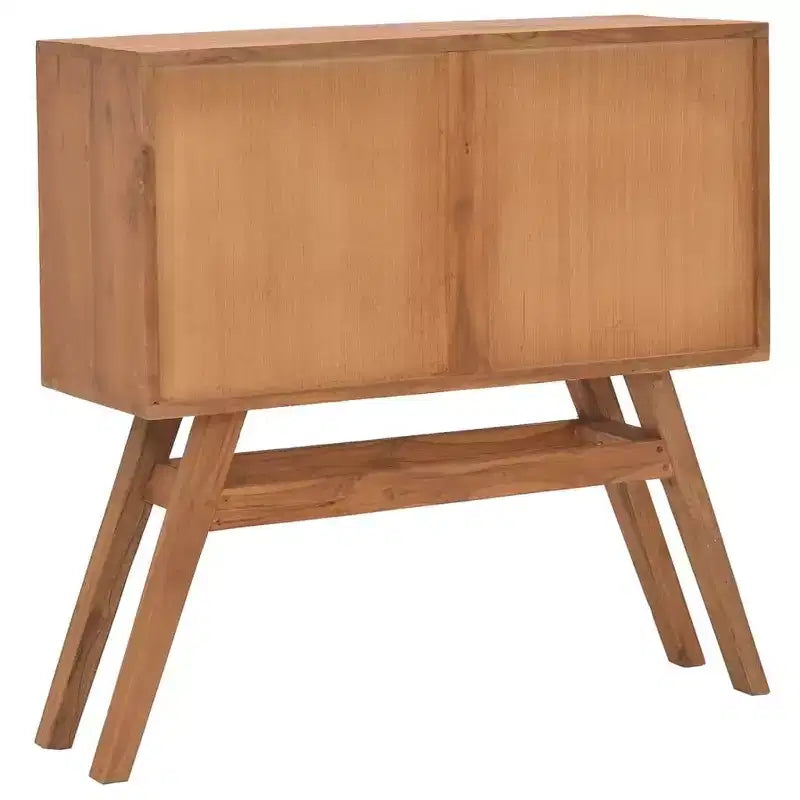 Brown Teak 2-Drawer Console Table, Seats 1