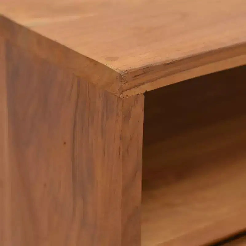 Brown Teak 2-Drawer Console Table, Seats 1