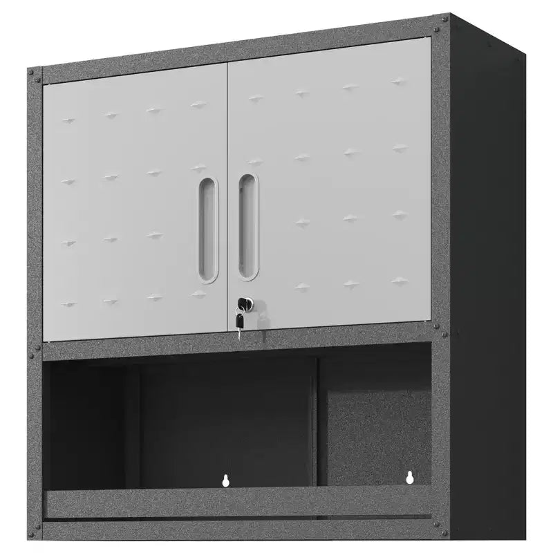 VIYET 30H Wall-Mounted Metal Storage Cabinet - Locking Doors + Open Drawer + Shelf, Cold-Rolled Steel, Garage/Office/Warehouse/Home/School