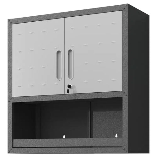 VIYET 30H Wall-Mounted Metal Storage Cabinet - Locking Doors + Open Drawer + Shelf, Cold-Rolled Steel, Garage/Office/Warehouse/Home/School