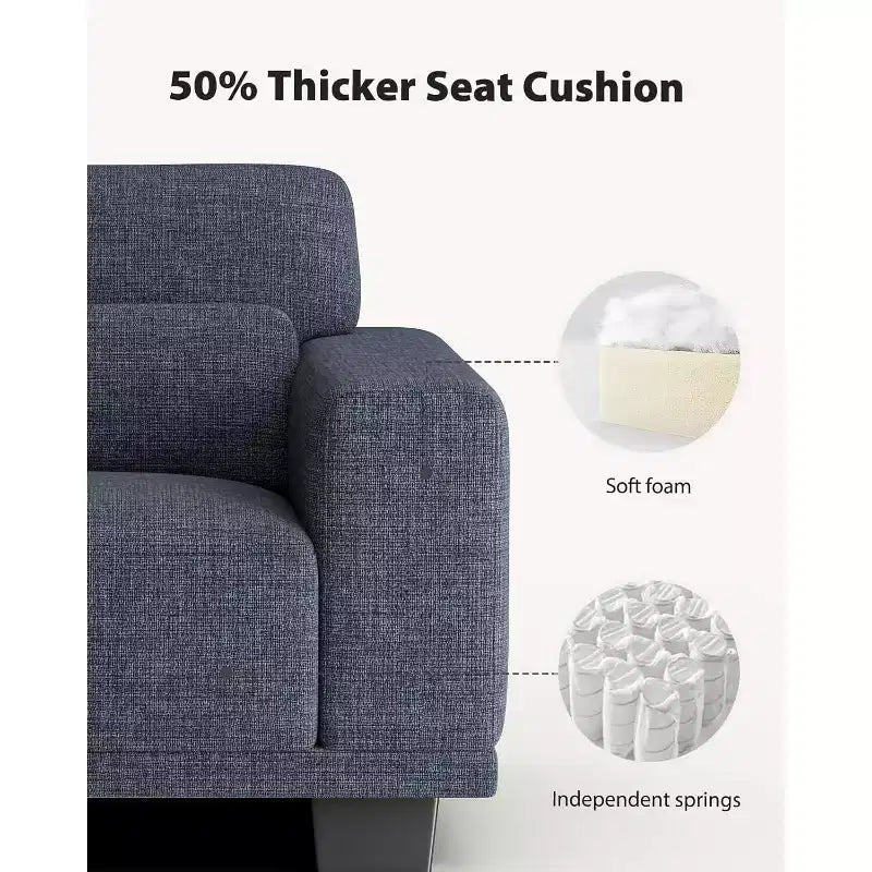 Gray 2-Seater Loveseat, Wide Armrests, Deep Seat, Washable Cover