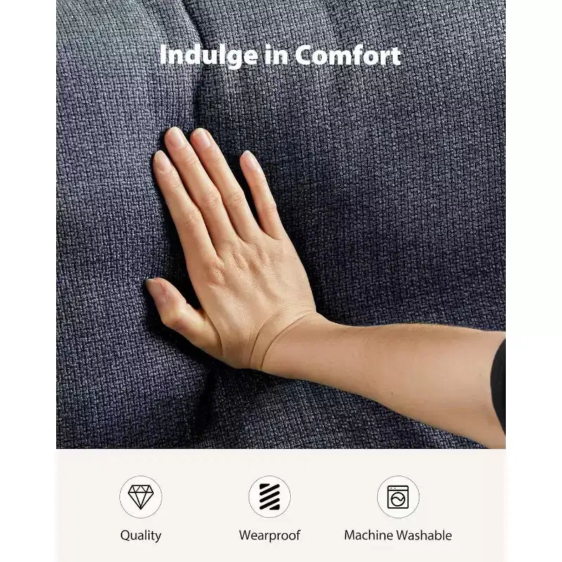 Gray 2-Seater Loveseat, Wide Armrests, Deep Seat, Washable Cover