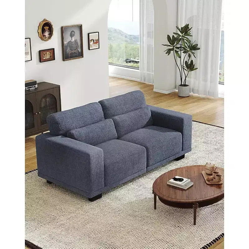 Gray 2-Seater Loveseat, Wide Armrests, Deep Seat, Washable Cover