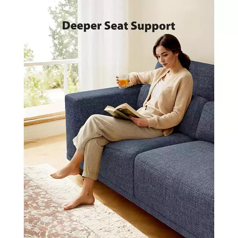 Gray 2-Seater Loveseat, Wide Armrests, Deep Seat, Washable Cover