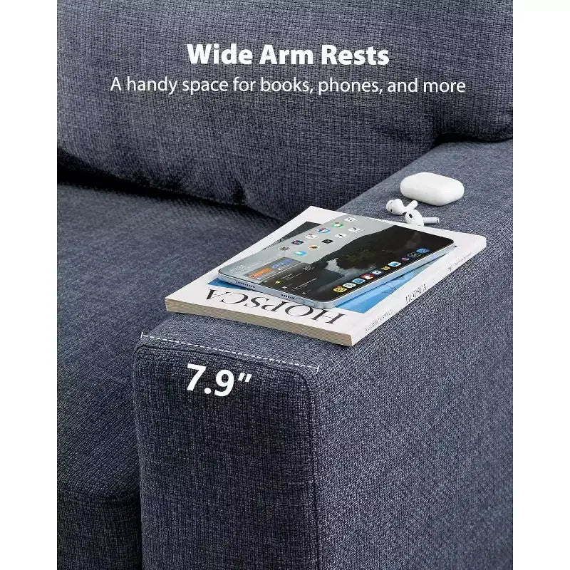 Gray 2-Seater Loveseat, Wide Armrests, Deep Seat, Washable Cover