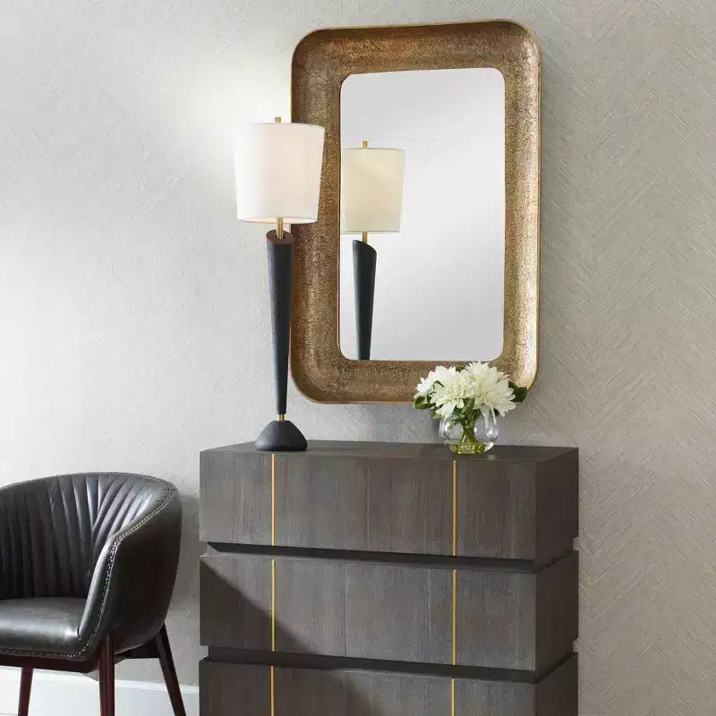 Antique Brass Rectangular Wall Mirror – Cast Aluminum Frame