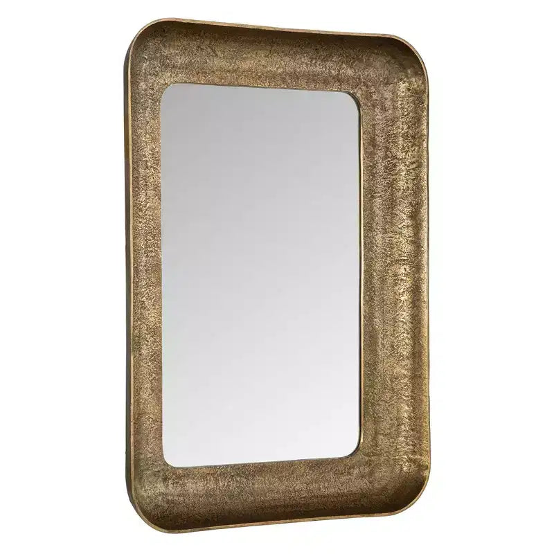 Antique Brass Rectangular Wall Mirror – Cast Aluminum Frame