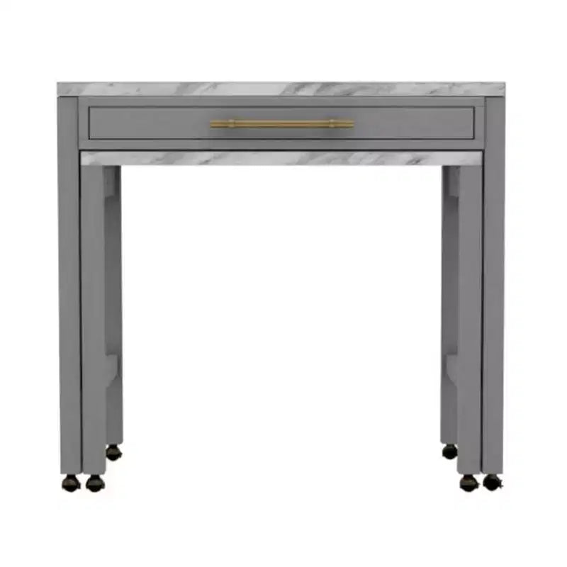 Gray Farmhouse Extendable Counter Height Dining Table with Storage, Seats 1