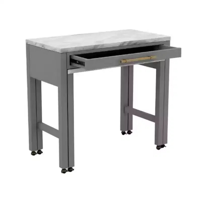 Gray Farmhouse Extendable Counter Height Dining Table with Storage, Seats 1