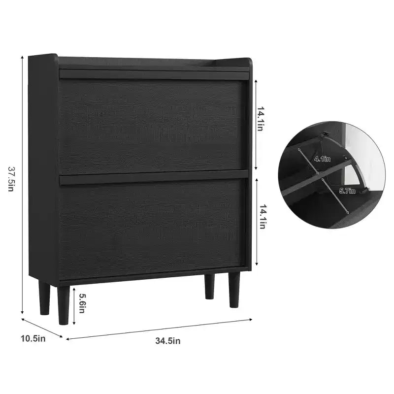 Tipping & Dump Bucket Shoe Rack, Multi-Color, Natural Wood / Gray / Black, for 2–6 People