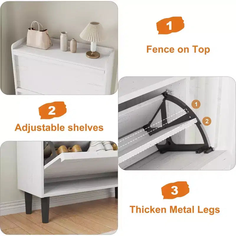 Tipping & Dump Bucket Shoe Rack, Multi-Color, Natural Wood / Gray / Black, for 2–6 People