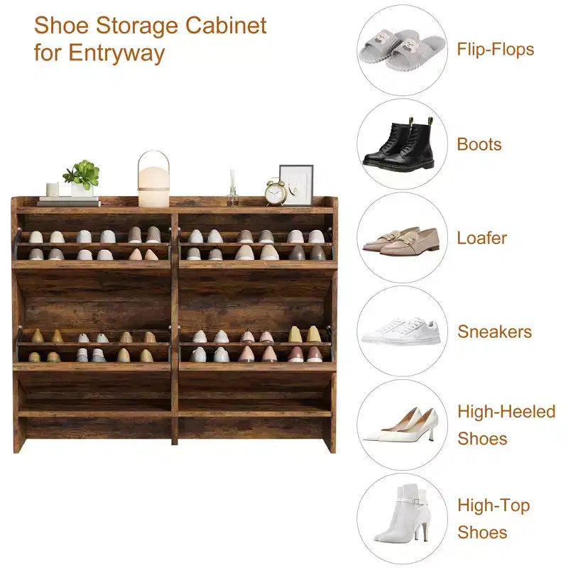 Tipping & Dump Bucket Shoe Rack, Multi-Color, Natural Wood / Gray / Black, for 2–6 People