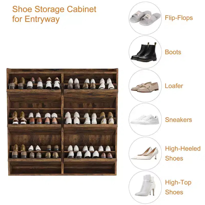Tipping & Dump Bucket Shoe Rack, Multi-Color, Natural Wood / Gray / Black, for 2–6 People