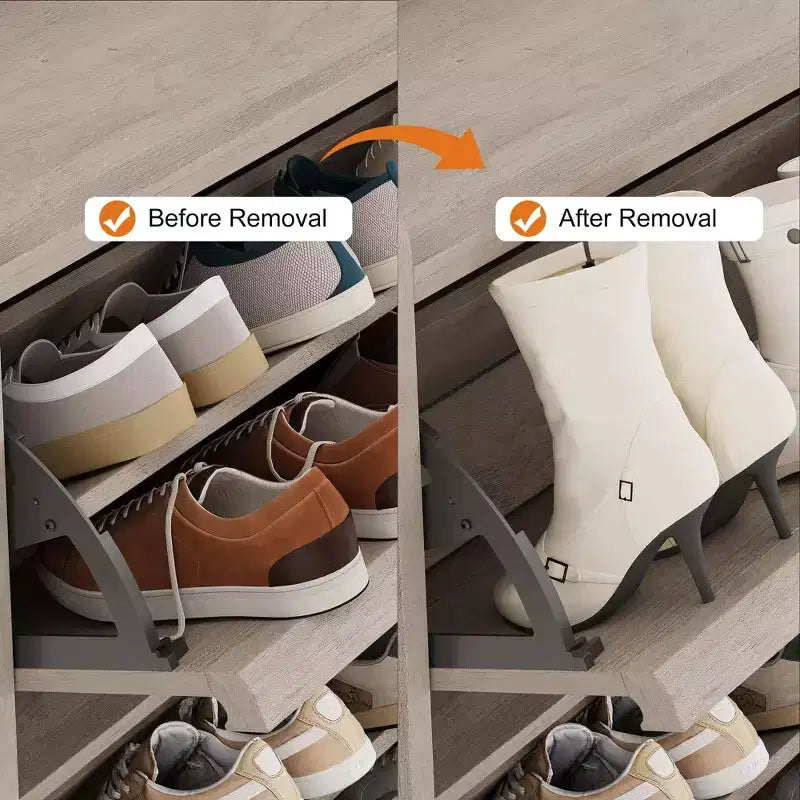 Tipping & Dump Bucket Shoe Rack, Multi-Color, Natural Wood / Gray / Black, for 2–6 People