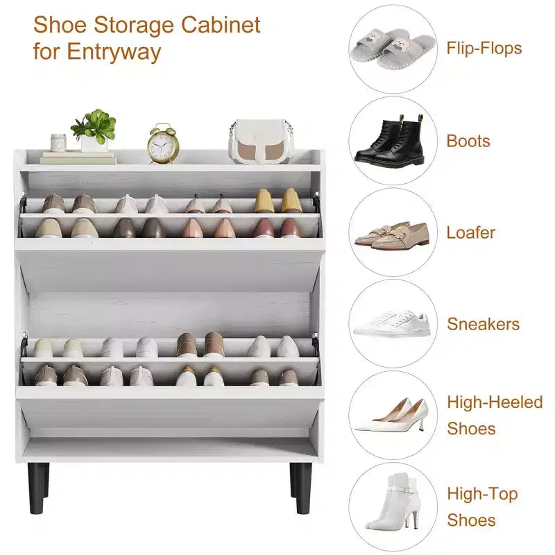 Tipping & Dump Bucket Shoe Rack, Multi-Color, Natural Wood / Gray / Black, for 2–6 People