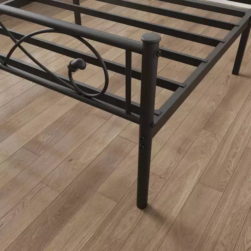 Black Metal Platform Bed Frame with Fist Design - Full / Queen / King, 1-Person