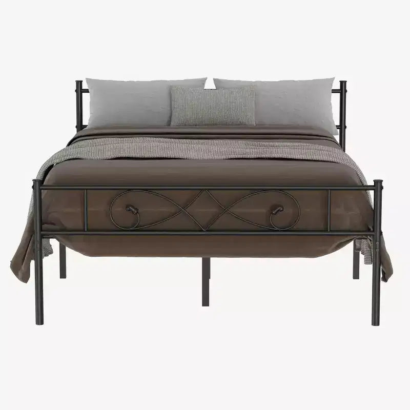 Black Metal Platform Bed Frame with Fist Design - Full / Queen / King, 1-Person