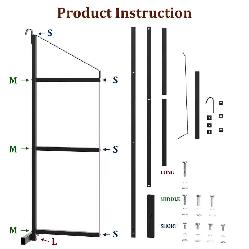 Black Metal 3-Tier Shelving Brackets, 2-Pack – Fits 22"D x 60"H