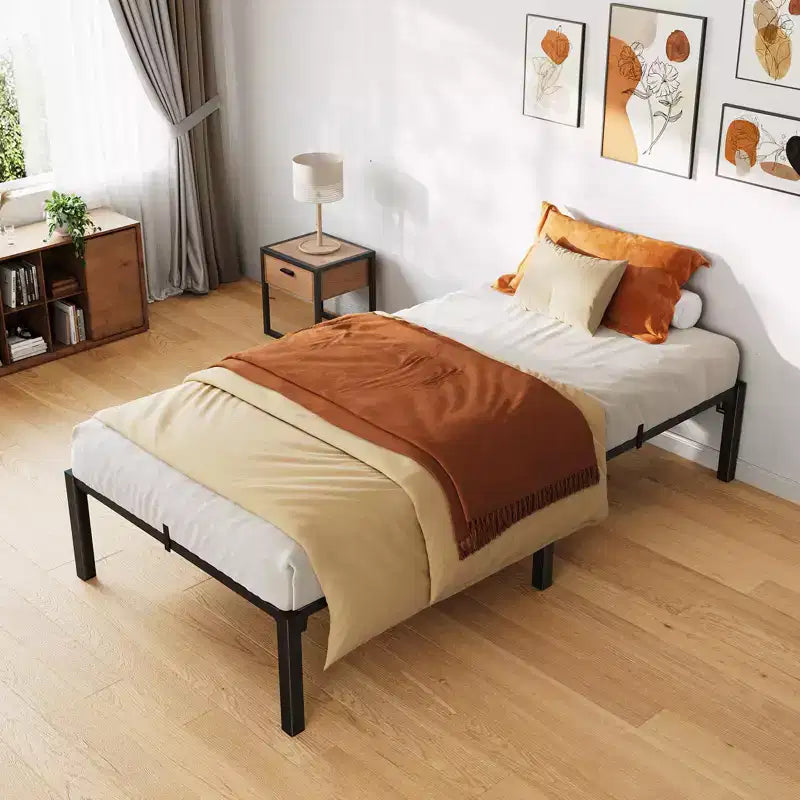 Black Metal Platform Bed Frame – Twin/Full/Queen/King, 1-2 Person
