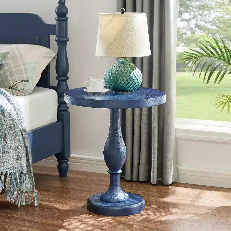 Black Round Pedestal End Table, 1-Piece