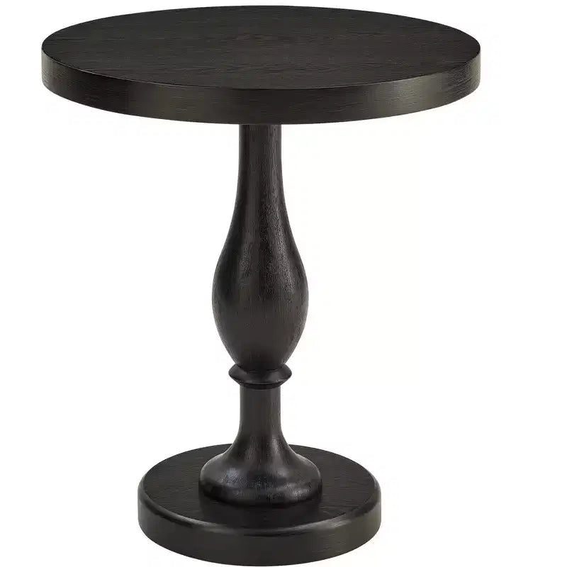Black Round Pedestal End Table, 1-Piece