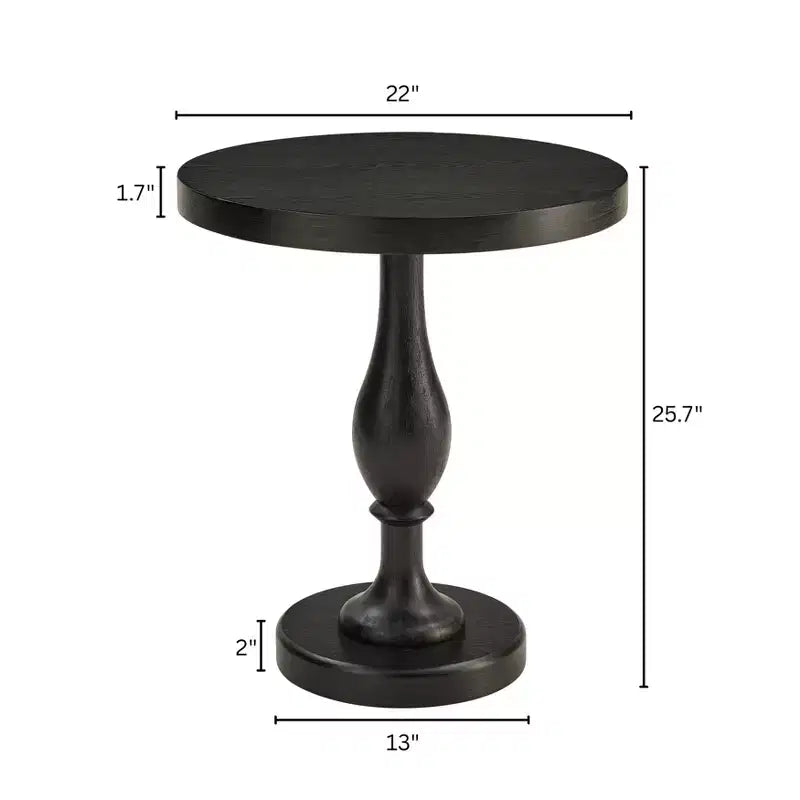 Black Round Pedestal End Table, 1-Piece