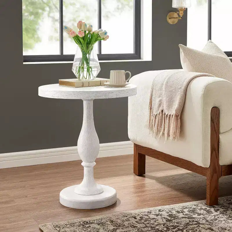 Black Round Pedestal End Table, 1-Piece
