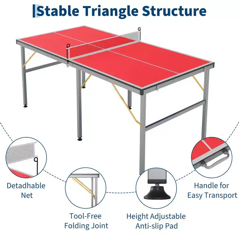 Black / Red 2-Person Nesting Accent Table Set – Metal Frame & MDF Top