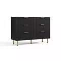 Modern Fluted 6 Drawer Dresser - 54 Wide Wooden Chest with Deep Storage - Large Double Dresser & TV Stand for Bedroom