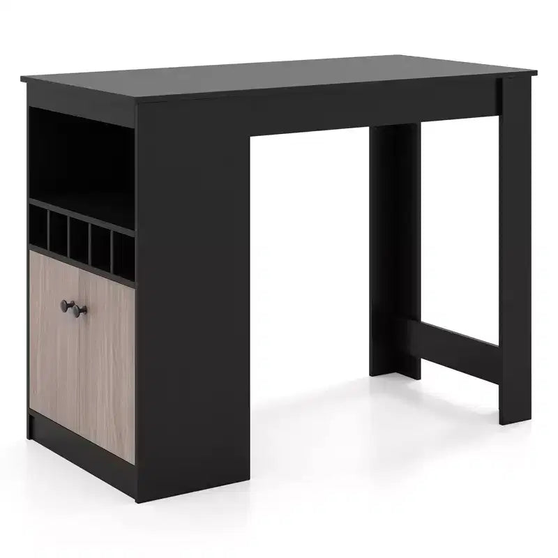 Black Counter-Height Bar Table with Storage, Seats 2