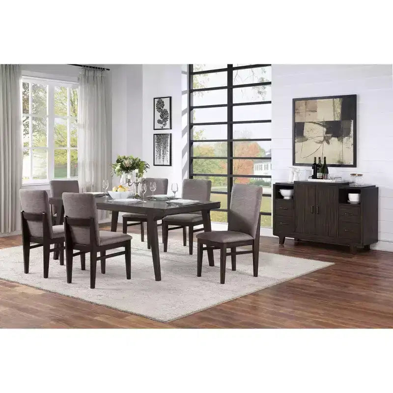 Dark Gray Upholstered Armless Dining Chair, Set of 2
