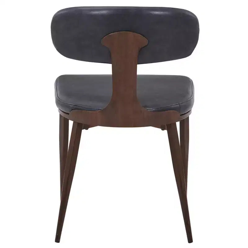 Black / Cream / Light Gray / Taupe / White – Armless Faux Leather Dining Chair with Tapered Metal Legs, Single Seat