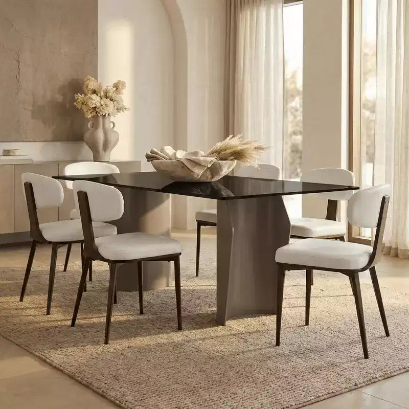 Black / Cream / Light Gray / Taupe / White – Armless Faux Leather Dining Chair with Tapered Metal Legs, Single Seat