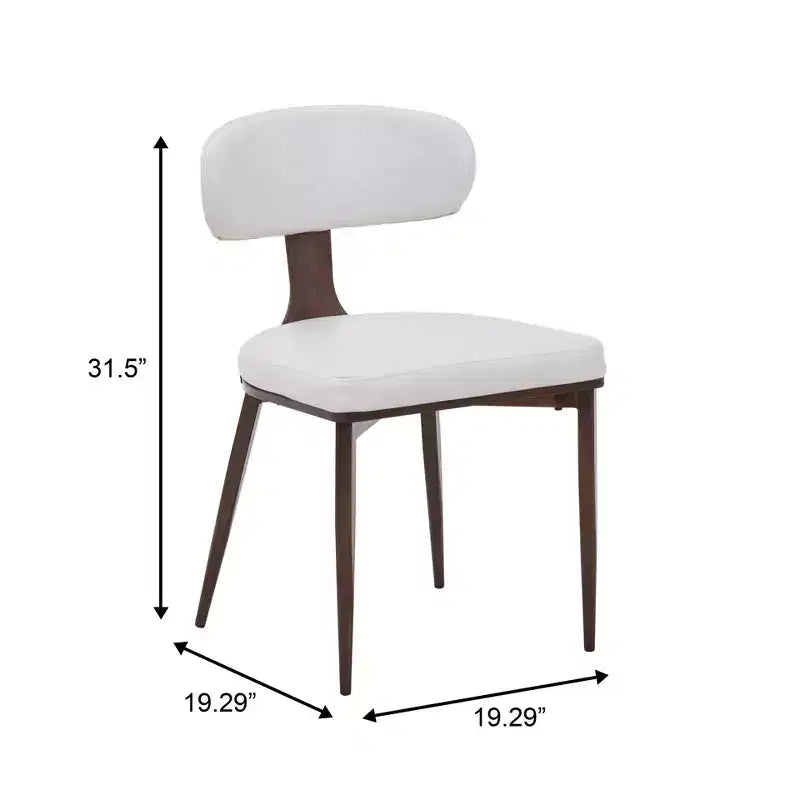 Black / Cream / Light Gray / Taupe / White – Armless Faux Leather Dining Chair with Tapered Metal Legs, Single Seat