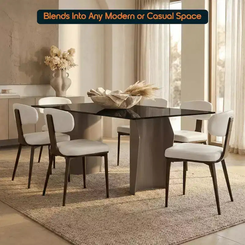 Black / Cream / Light Gray / Taupe / White – Armless Faux Leather Dining Chair with Tapered Metal Legs, Single Seat