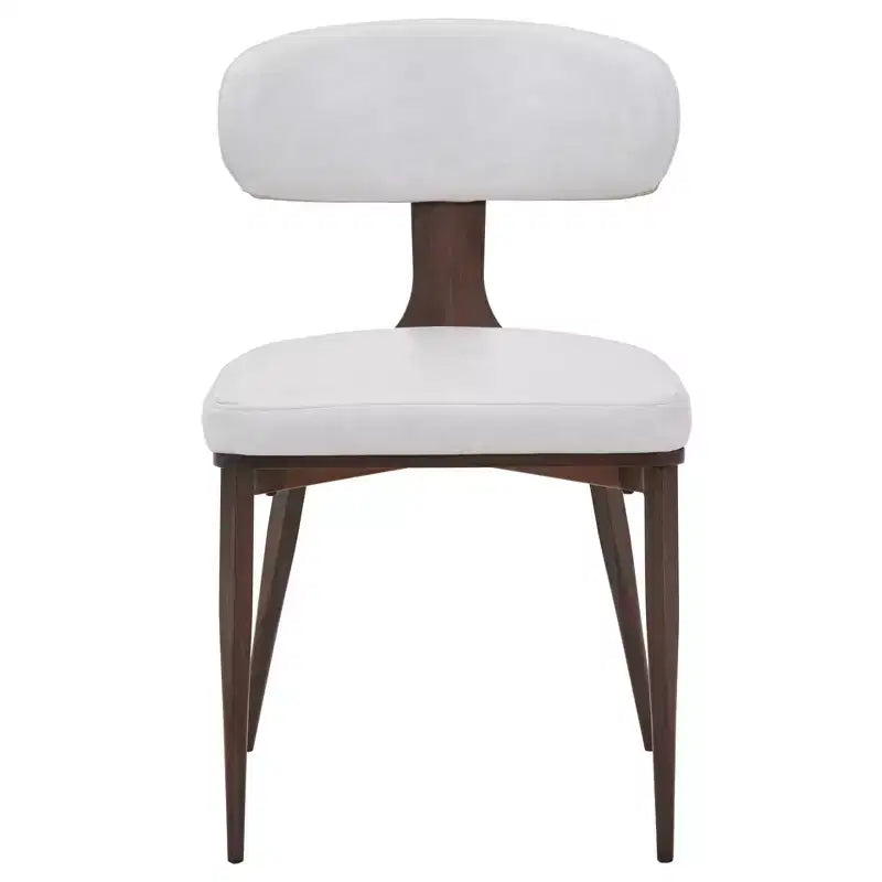 Black / Cream / Light Gray / Taupe / White – Armless Faux Leather Dining Chair with Tapered Metal Legs, Single Seat