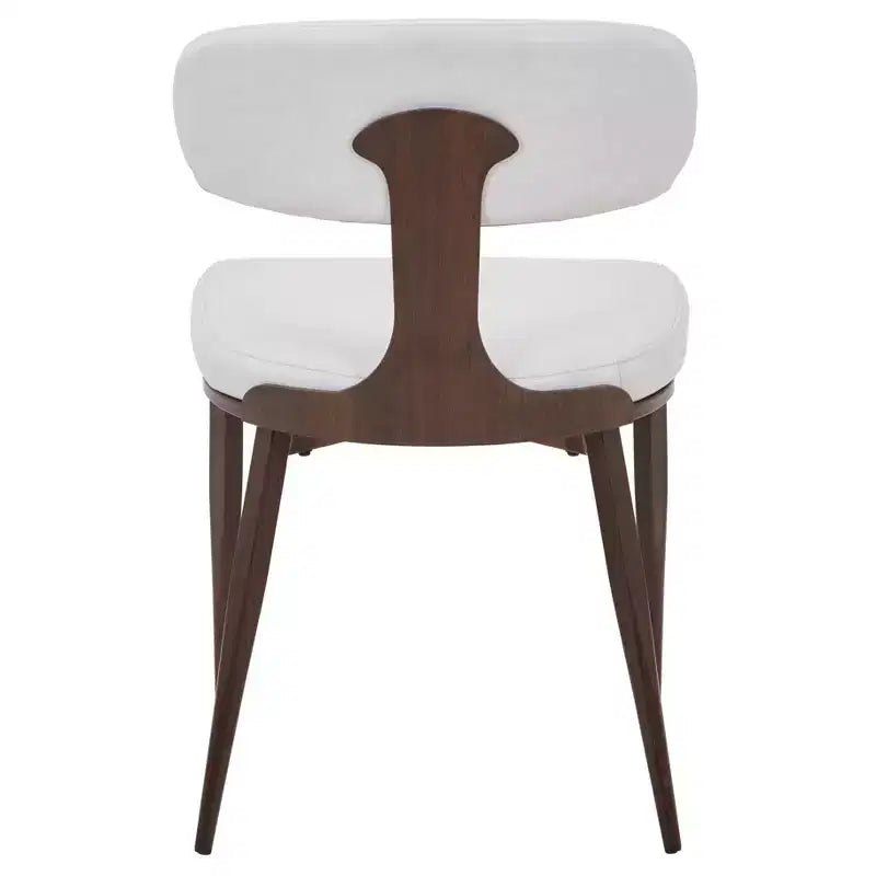 Black / Cream / Light Gray / Taupe / White – Armless Faux Leather Dining Chair with Tapered Metal Legs, Single Seat
