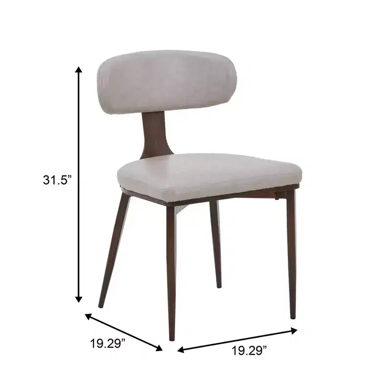 Black / Cream / Light Gray / Taupe / White – Armless Faux Leather Dining Chair with Tapered Metal Legs, Single Seat